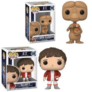 Funko Pop! Movies: E.T. And Elliot - E.T with flowers #1255 and Elliot #1256 NIB